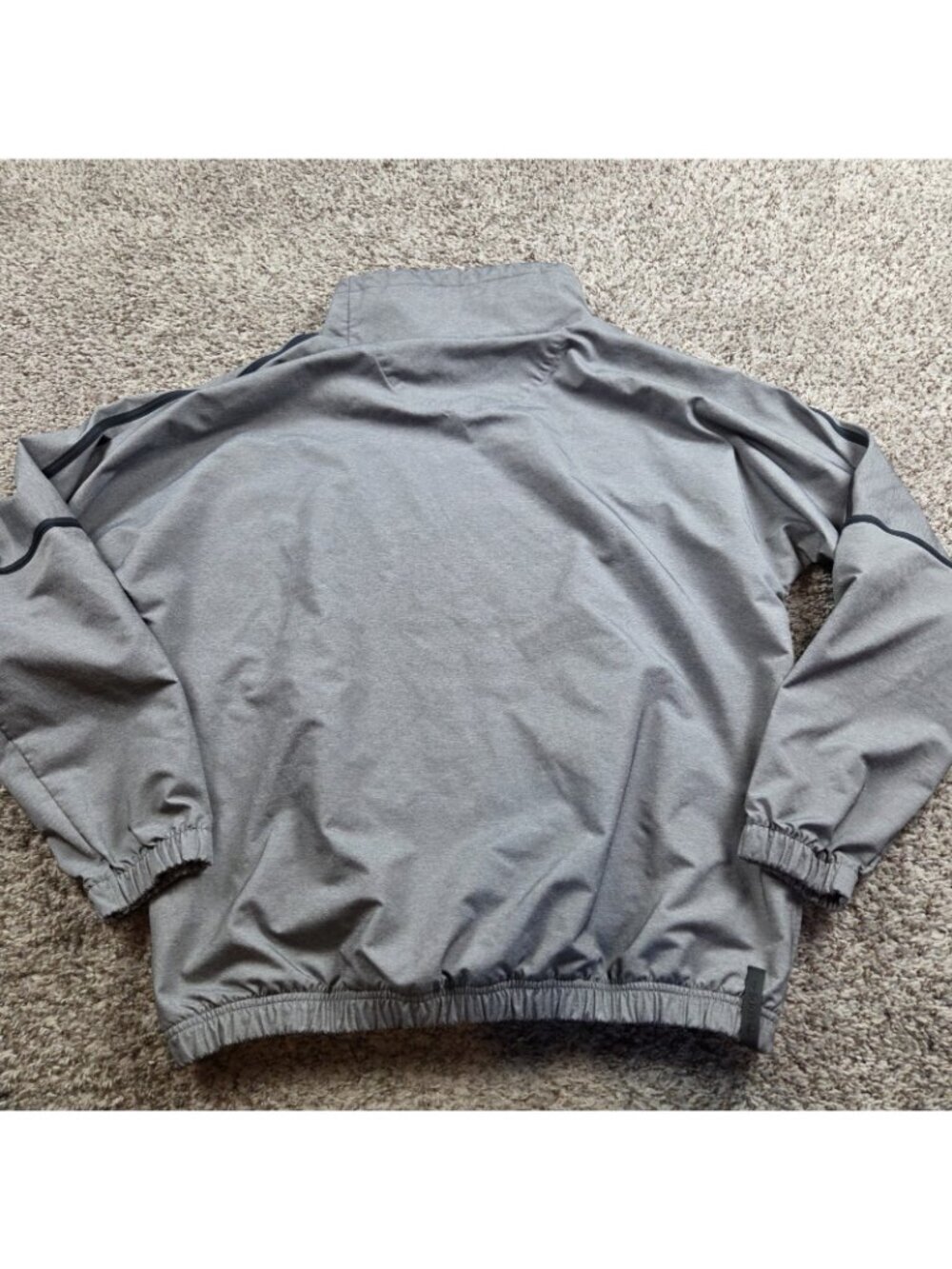 Adidas Jacket Mens Large Gray Taped Mock Neck Pullover - Picture 6 of 7